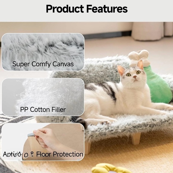 Wooden Cat Bed Cat sofa with Removable Washable Cove - Picture 4 of 8